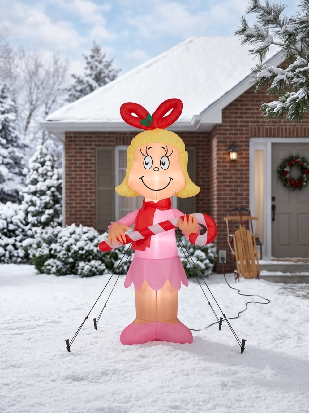 Gemmy Airblown Inflatable Cindy Lou Who 4 Ft Dr Seuss Christmas LED New Box